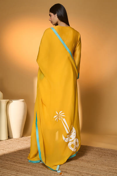 Masaba Yellow embroidered chanderi kurta set MASFEB26D239435