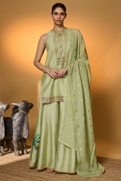 Masaba Mint embroidered raw silk kurta set MASFEB26D239439