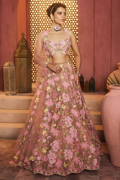 Mellow rose embroidered lehenga set