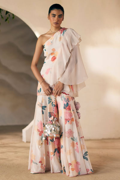 White floral printed sharara set