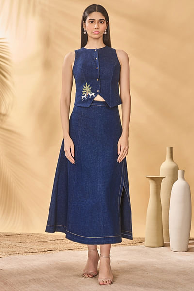 Midnight denim skirt