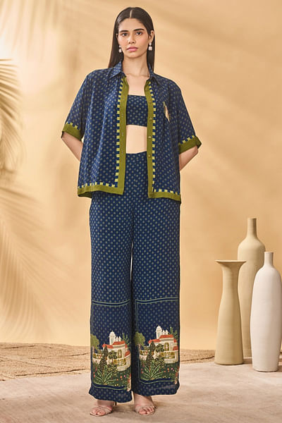 Midnight palm printed patchwork co-ord set