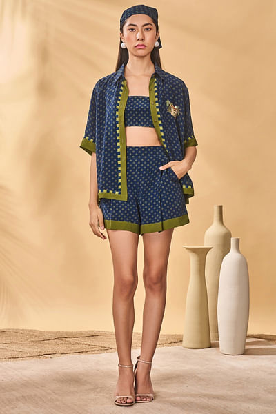 Midnight palm print patchwork co-ord set