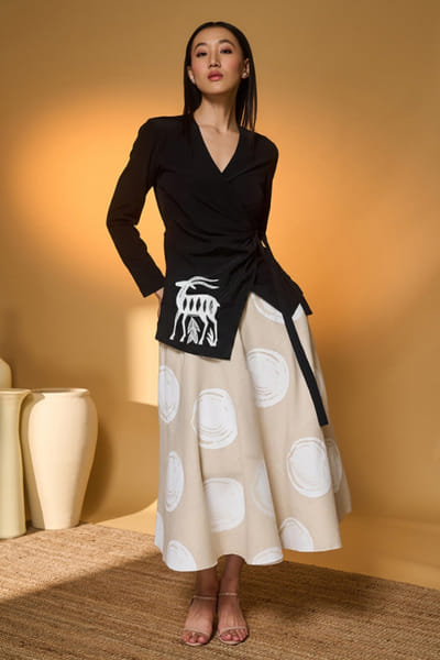 Masaba Black and ivory printed skirt co-ord set MASMAR26D140497