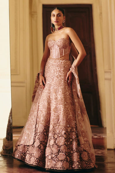 Rose gold floral lehenga set