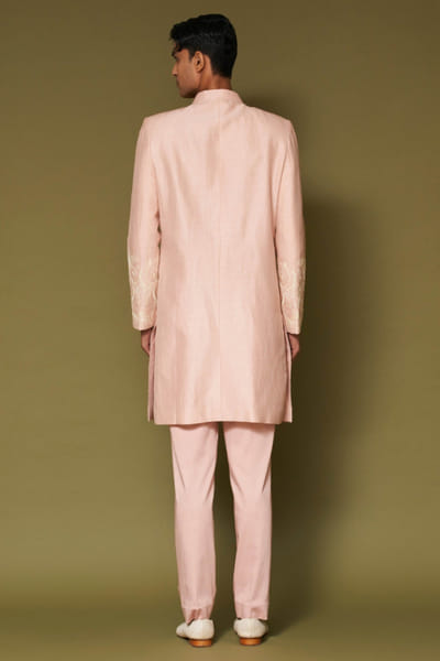 Devnaagri Blush pink dori embroidered sherwani set DEVNAPR26D143056