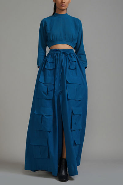 Blue cargo skirt set