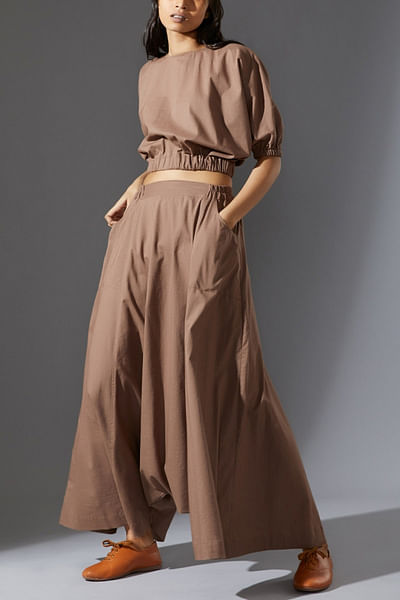 Beige handwoven cotton co-ords