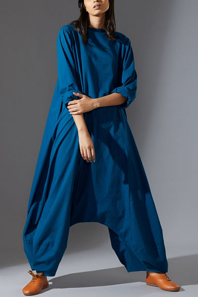 Blue handwoven cotton jumpsuit