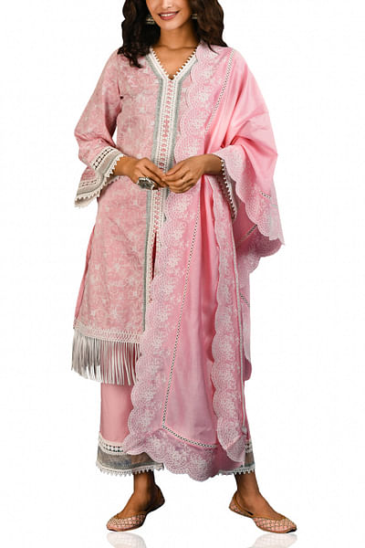 Pink embroidered kurta set