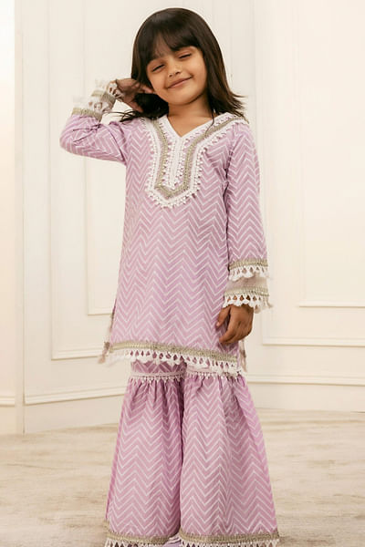 Lilac kurta and gharara