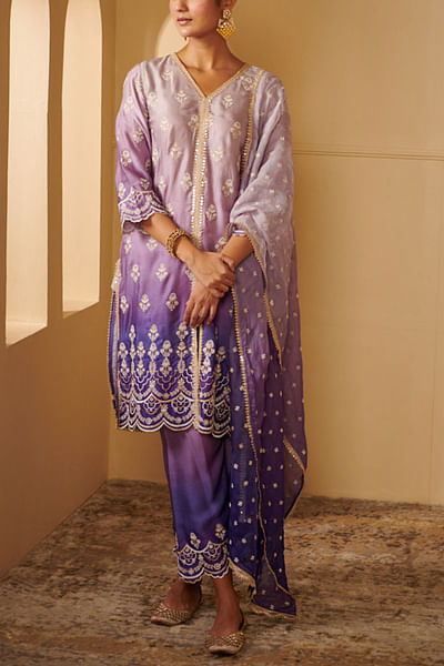 Purple ombre kurta and pants set