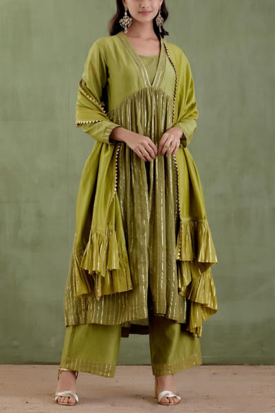 Musal Green chanderi kurta set MUSRB09