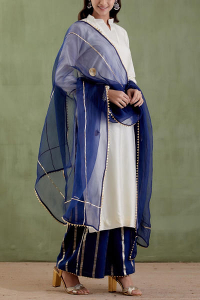 Ecru chanderi kurta set
