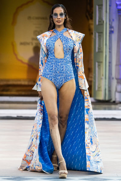 Blue ocean printed bodysuit