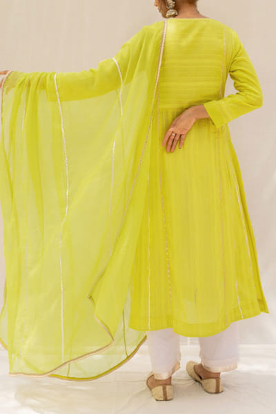 Myaara Yellow A-line kurta set MYAOCT2206