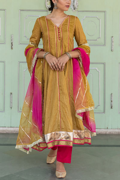 Olive anarkali set