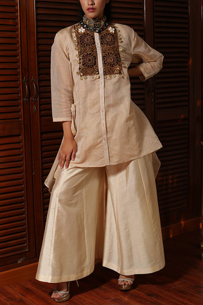 Off white shararar shirt set
