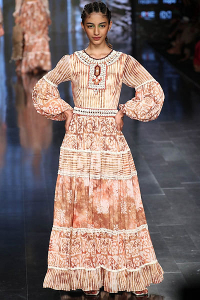 Multicolour printed maxi dress