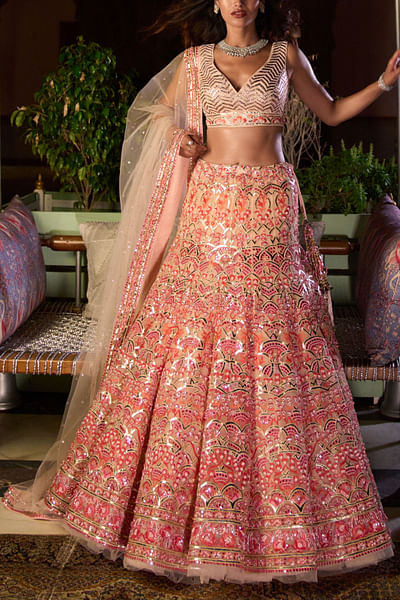 Scallop embroidered lehenga set