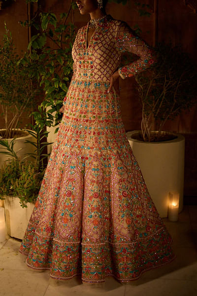 Swarovski embellished anarkali set