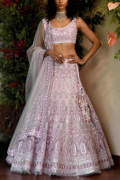 Pink embroidered lehenga set
