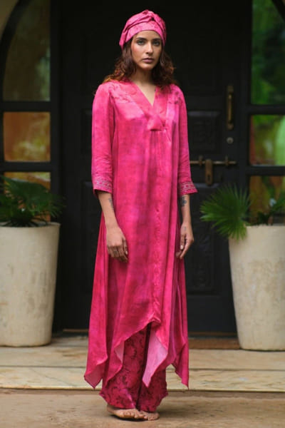 Pink printed kurta set