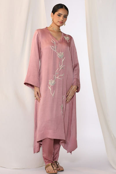 Blush dusk floral embroidered kurta set