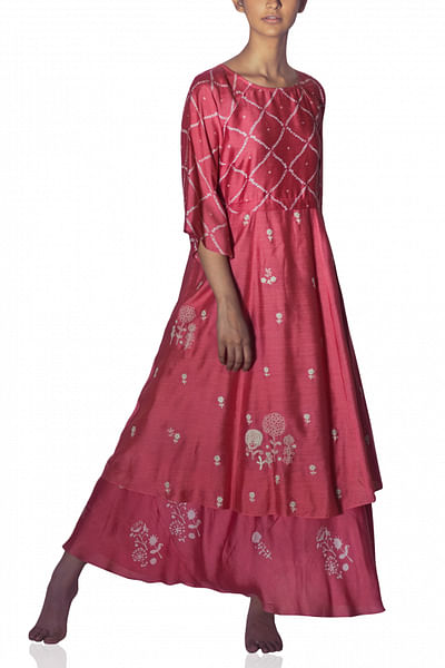 Rose pink embroidered dress