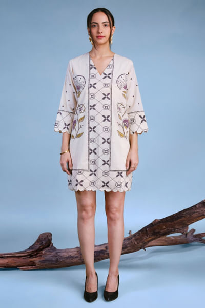 Multicolour hand-painted mini dress