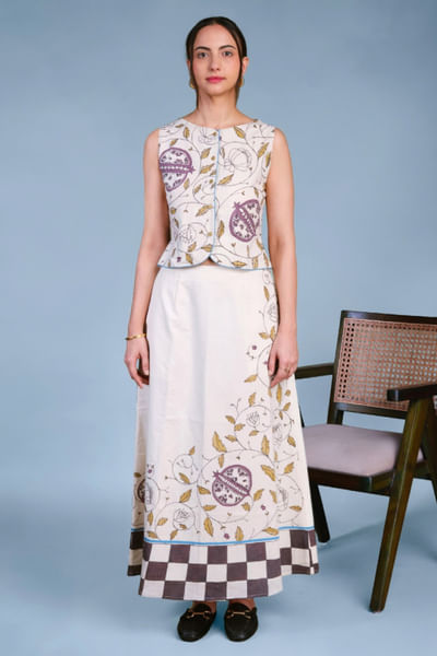 Multicolour hand-painted midi skirt
