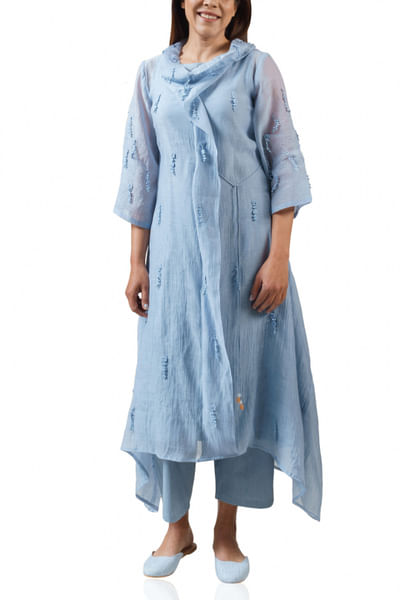 Frost blue embroidered kurta and pants