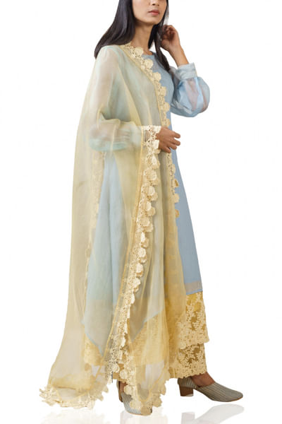 Frost blue and yellow kurta set