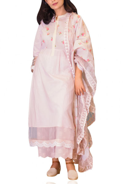 Lilac floral cotton kurta set