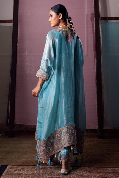 Nabo Blue marodi embroidered kaftan set NABOJUL26D149301