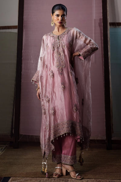 Nabo Light lilac marodi embroidered kaftan set NABOJUL26D149299