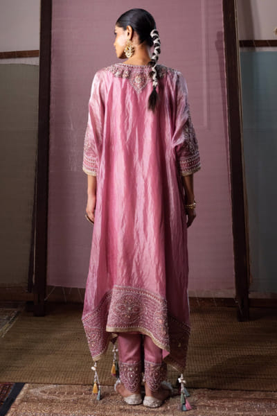 Nabo Lilac marodi and thread embroidered kaftan set NABOJUL26D149302