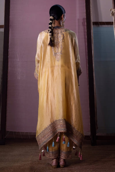 Nabo Yellow marodi embroidered kaftan set NABOJUL26D149300