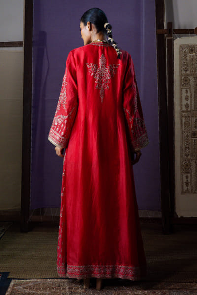 Nabo Red zari embroidered jacket set NABOAUG26D153465