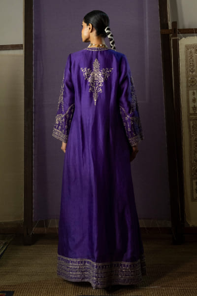 Nabo Purple zari embroidered jacket set NABOAUG26D153466