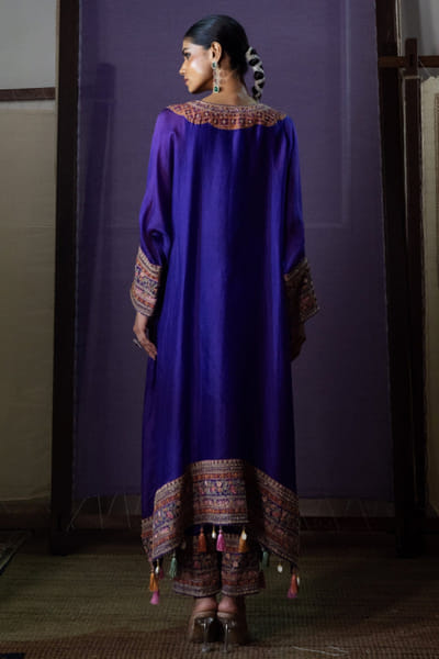 Nabo Purple zari embroidered kaftan set NABOJUL26D149305
