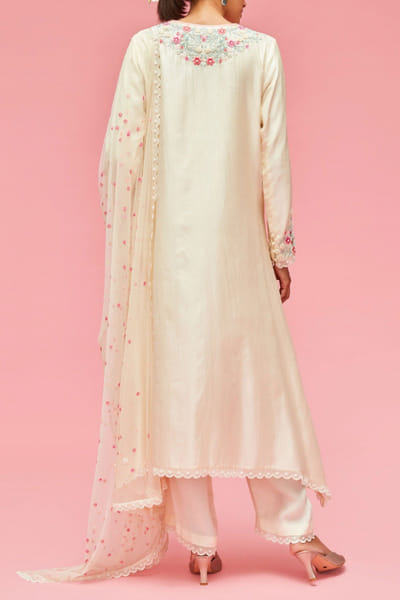 Nachiket Barve Ivory silk kurta set NAB22FMAR06