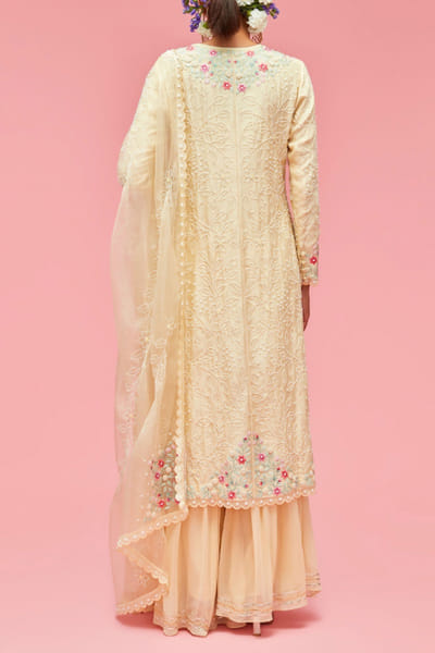 Nachiket Barve Butter yellow gharara set NAB22FMAR12