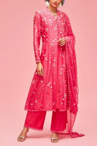Nachiket Barve Fuchsia pink kurta set NAB22FMAR14