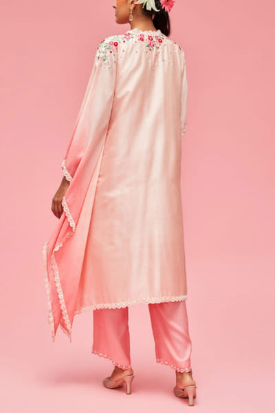 Nachiket Barve Peach ombre shaded kaftan set NABAPR2204