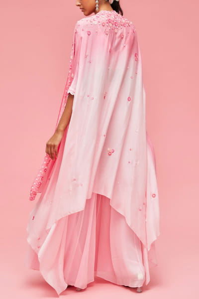 Nachiket Barve Pink sharara and cape set NABAPR2209