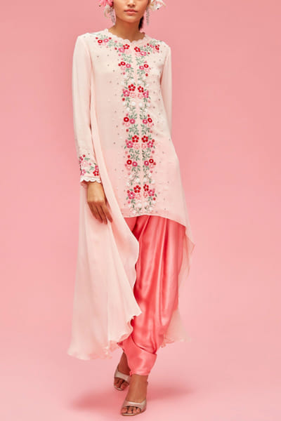 Peach dhoti and high low top