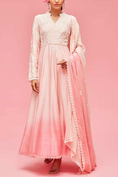 Peach ombre shaded anarkali set