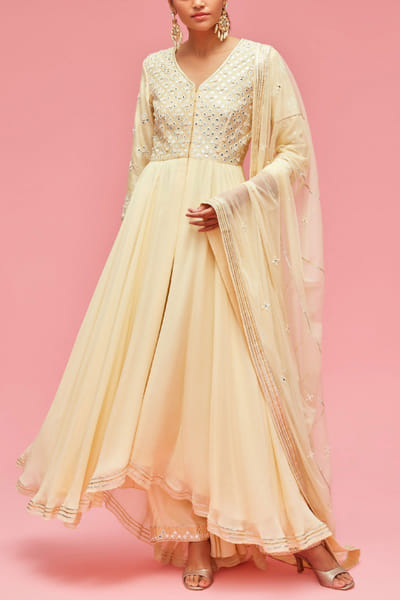 Nachiket Barve Buttery yellow kurta set NABAPR2215