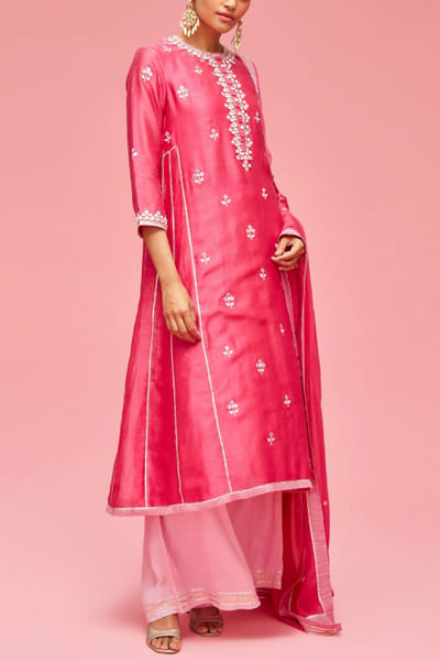 Nachiket Barve Fuchsia pink kurta set NABAPR2218